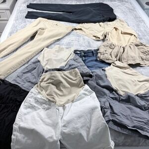 Isabel Maternity Denim Shorts Size 6 Cuffed Distressed & Old Navy Grey 4 & 6 Lot